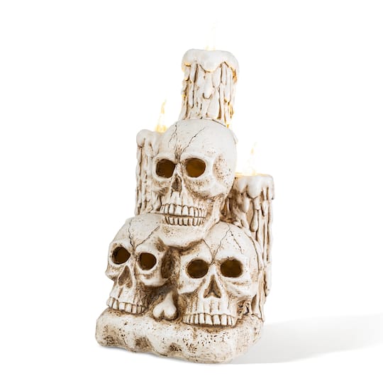 Glitzhome® 14.25" Lighted Halloween Resin Skulls with Candles Table Decor with Timer | 7" x 6.25" x 14.25" | Michaels®